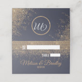 Gold Glitzer Glitzern Navy Blue Platzkarten (Außenseite Aufgefaltet)