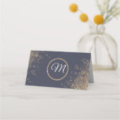 Gold Glitzer Glitzern Navy Blue Platzkarten (Rückseite)