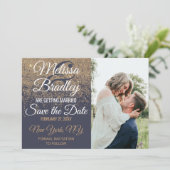 Gold Glitzer Glitzern Navy Blue Save the Data Einladung (Stehend Vorderseite)