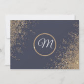 Gold Glitzer Glitzern Navy Blue Save the Data Einladung (Rückseite)