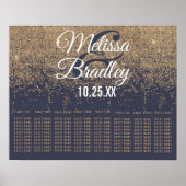 Gold Glitzer Glitzern Navy Blue Seat Chart Poster (Vorne)