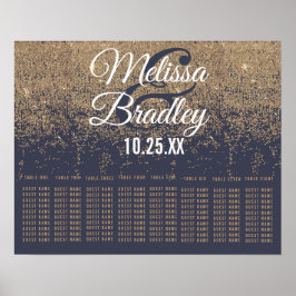 Gold Glitzer Glitzern Navy Blue Seat Chart Poster