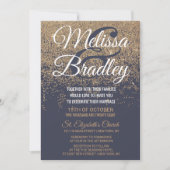 Gold Glitzer Glitzern Navy Blue Wedding Einladung (Vorderseite)