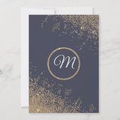 Gold Glitzer Glitzern Navy Blue Wedding Einladung (Rückseite)