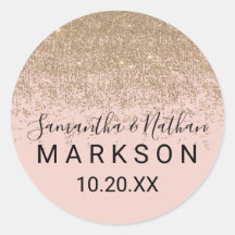 Gold Glitzer Glitzern Rosa Hochzeitsticker