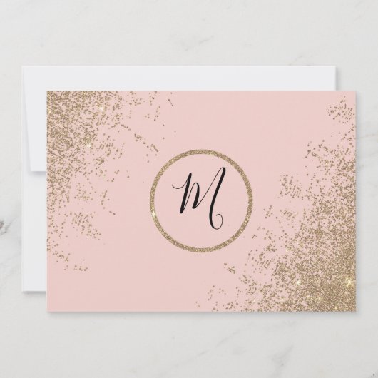 Gold Glitzer Glitzern Rosa Pink speichern Daten Einladung (Rückseite)
