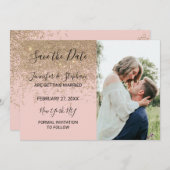 Gold Glitzer Glitzern Rosa Pink speichern Daten Einladung (Vorne/Hinten)