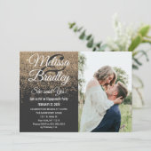 Gold Glitzer Glitzern Schwarze Verlobung Einladung (Stehend Vorderseite)