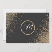 Gold Glitzer Glitzern Schwarze Verlobung Einladung (Rückseite)