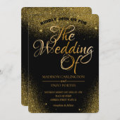 Gold Glitzer Glitzern Schwarzer Hintergrund Einladung (Vorne/Hinten)