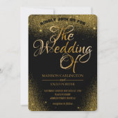 Gold Glitzer Glitzern Schwarzer Hintergrund Einladung (Vorderseite)