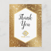 Gold Glitzer Glitzern Vielen Dank für Ihr Logo Postkarte (Vorderseite)