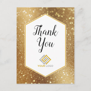 Gold Glitzer Glitzern Vielen Dank für Ihr Logo Postkarte