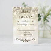 Gold Glitzer Glitzern Wedding RSVP Karte (Stehend Vorderseite)