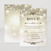 Gold Glitzer Glitzern Wedding RSVP Karte (Vorne/Hinten)