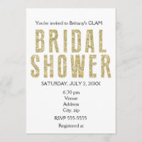 Gold Glitzer Glitzy Glam Bridal Einladung