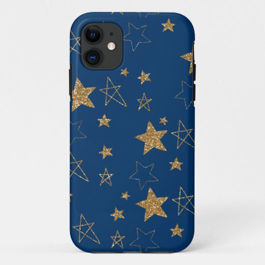 Gold Glitzer Glitzy Stars Case-Mate iPhone Hülle (Rückseite)