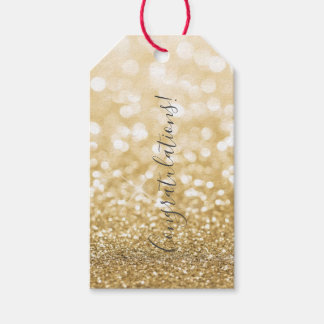 Gold Glitzer Glückwünsche Geschenkanhänger