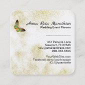 *~* Gold Glitzer Gold Gilde Butterfly Wasserfarbe Quadratische Visitenkarte (Rückseite)