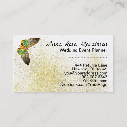 *~* Gold Glitzer Gold Gildenweiße Schmetterling Visitenkarte (Rückseite)