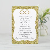 Gold Glitzer Gold Infinity Brautparty Einladung (Stehend Vorderseite)