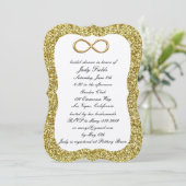 Gold Glitzer Gold Infinity Brautparty Einladung (Stehend Vorderseite)
