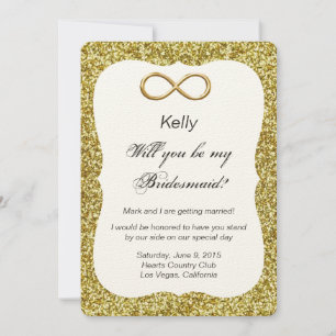 Gold Glitzer Gold Infinity Bridesmaid Card Einladung