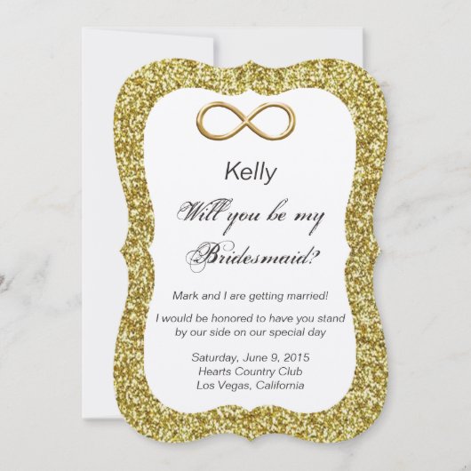 Gold Glitzer Gold Infinity Bridesmaid Card Einladung (Vorderseite)