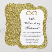 Gold Glitzer Gold Infinity Bridesmaid Card Einladung (Vorne/Hinten)