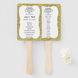 Gold Glitzer Gold Infinity Heart Wedding Program Fächer