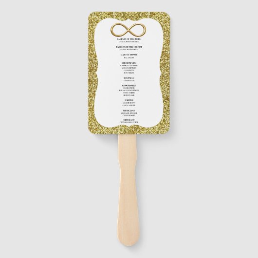 Gold Glitzer Gold Infinity Wedding Program Fans Fächer (Rückseite)
