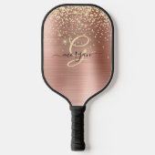 Gold-Glitzer, Gold-Monogramm, Name des Schwarzen S Pickleball Schläger (Vorderseite)
