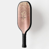 Gold-Glitzer, Gold-Monogramm, Name des Schwarzen S Pickleball Schläger (Links)
