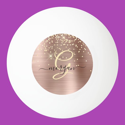 Gold-Glitzer, Gold-Monogramm, Name des Schwarzen S Tischtennisball