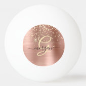 Gold-Glitzer, Gold-Monogramm, Name des Schwarzen S Tischtennisball (Vorderseite)