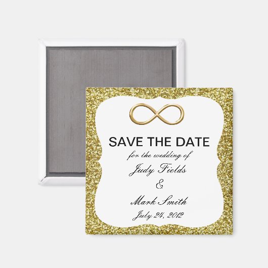Gold Glitzer Gold Unendlichkeit Sichern Sie das Da Magnet (Vorderseite/Rückseite)