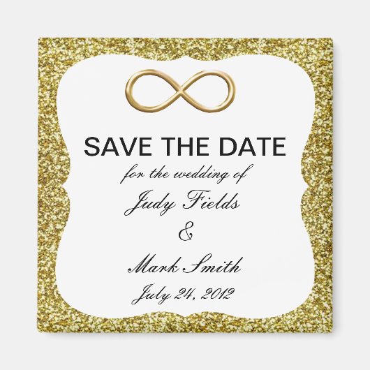 Gold Glitzer Gold Unendlichkeit Sichern Sie das Da Magnet (Vorne)