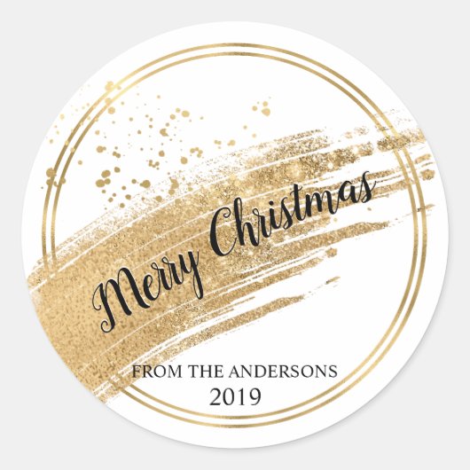 Gold Glitzer Goldfolie Weihnachtskleber Runder Aufkleber (Vorderseite)