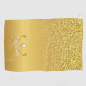 Gold Glitzer Golf Ball Klassischer Skriptname Golfhandtuch (Horizontal)