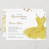 Gold Glitzer Gown Quinceanera Einladung (Vorne/Hinten)