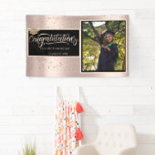 Gold Glitzer Grad Cap, Foto Rose Gold Abschluss Banner (Insitu)