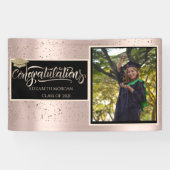 Gold Glitzer Grad Cap, Foto Rose Gold Abschluss Banner (Horizontal)