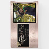 Gold Glitzer Grad Cap, Foto Rose Gold Abschluss Banner (Vertikal)