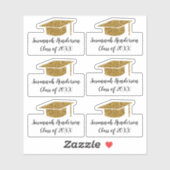 Gold Glitzer Grad Cap Name Jahr Custom Abschluss Aufkleber (Blatt)