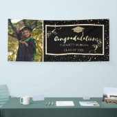 Gold Glitzer Graduate Cap, Foto Abschluss Banner (Messe)