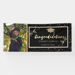 Gold Glitzer Graduate Cap, Foto Abschluss Banner
