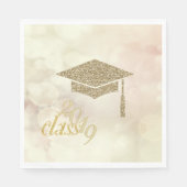 Gold Glitzer Graduation Cap, Bokeh, Klasse 2019 Serviette (Vorderseite)