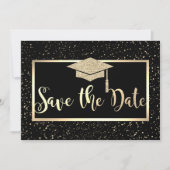 Gold Glitzer Graduation Cap, Confetti Save the Dat Date (Vorderseite)