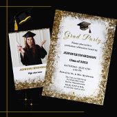 Gold Glitzer Graduation Cap Foto Class 2025 Einladung