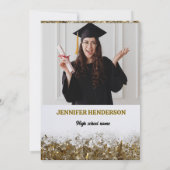 Gold Glitzer Graduation Cap Foto Class 2025 Einladung (Rückseite)